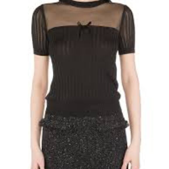 Openwork-panel short-sleeved woven top The Kooples - Picture 3 of 4